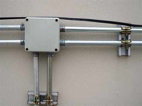 electric junction and inspection plate box mounted outside building|wall electrical box mounting brackets.